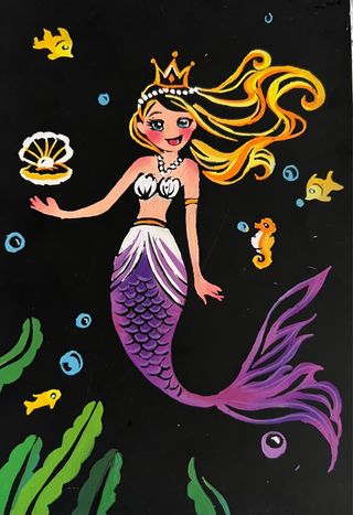 Illustrazione Sirenetta Scratch Art