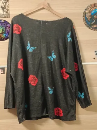 Jersey calavera rosas y mariposas Oversize