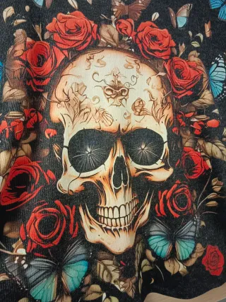 Jersey calavera rosas y mariposas Oversize