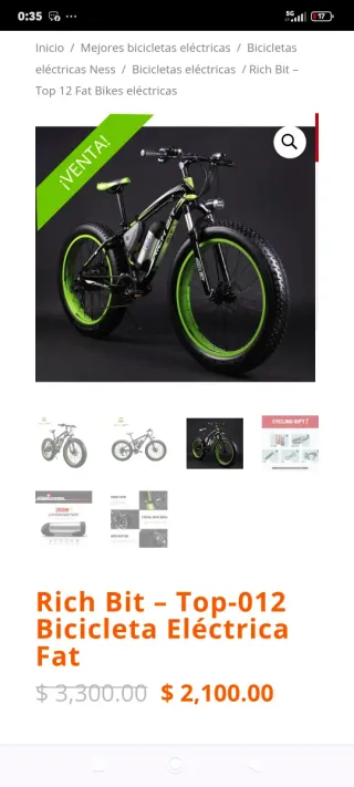 Bicicleta Eléctrica Rich Bit Top-012 Fat