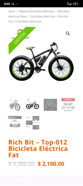 Bicicleta Eléctrica Rich Bit Top-012 Fat