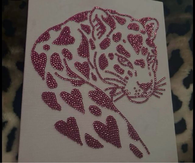 Cuadro Leopardo Rosa Diamantes