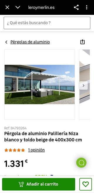 Pérgola de aluminio Leroy Merlin beige/blanca