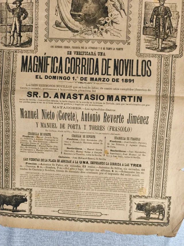 Cartel Toros Sevilla 1891