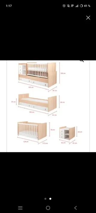 Cuna convertible en cama con cajones