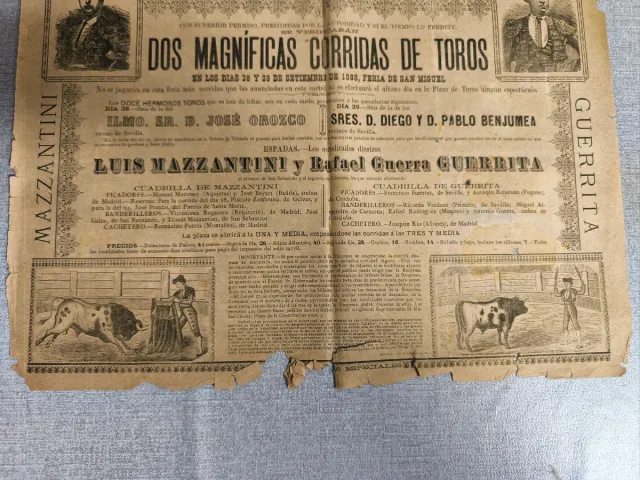 Cartel Toros Sevilla 1888