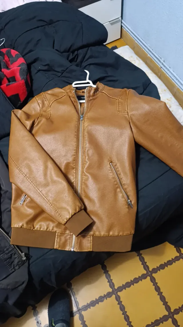 Chaqueta cuero hombre marrón