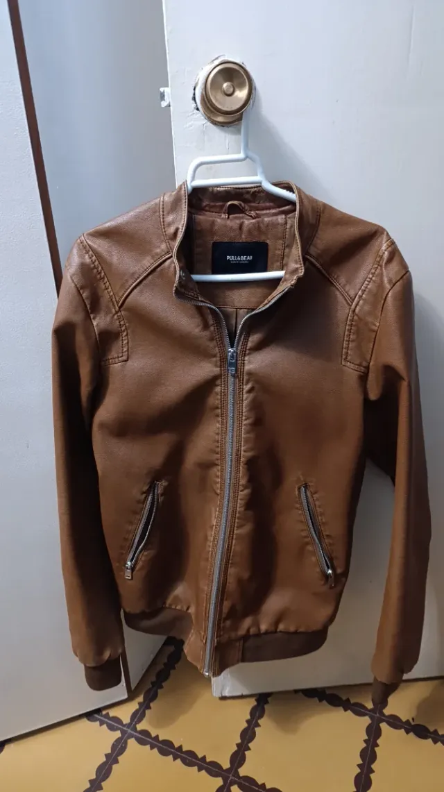 Chaqueta cuero hombre marrón