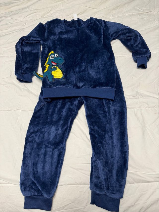 Pijama infantil niño dinosaurio azul
