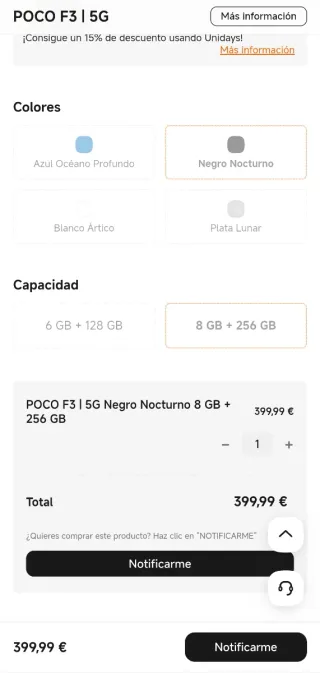 XIAOMI POCO F3 256 GB Nero