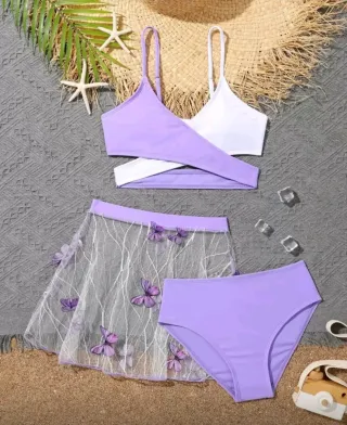 Conjunto niña top y shorts verde t7/8