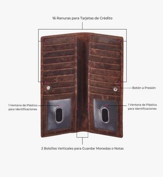 Cartera Larga de Cuero 100% real para hombre.