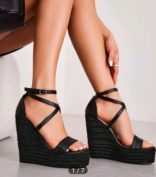 Zeppe sandali nere 37