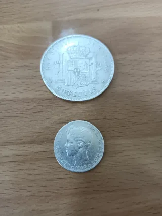 Moneda antiguas 5 pesetas y 1 peseta España total2