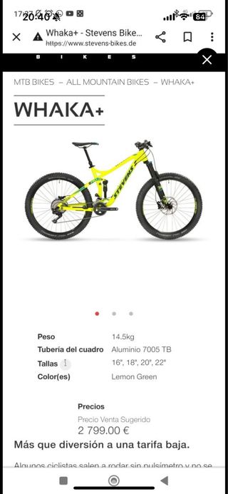 Bicicleta Stevens Whaka 2018 29 Doble Suspensión