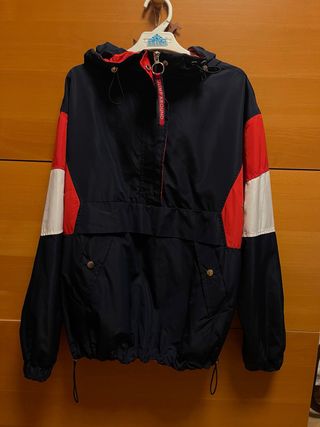 Cortavientos canguro Mujer Bershka Azul/Rojo