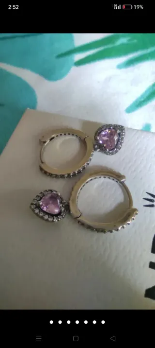 Pendientes Pandora Corazón Rosa Plata