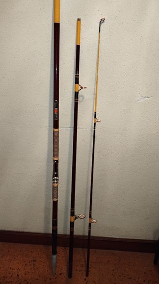 Caña de pescar de tres tramos.