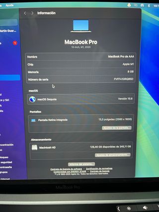 MacBook Pro M1 13” 2021 Plata