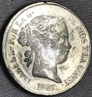 40 Centavos Escudo Plata Isabel II 1867 + Regalo