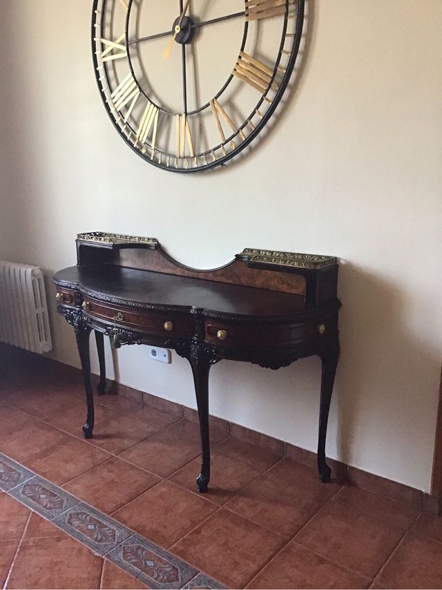 Mesa consola antigua madera tallada con espejo