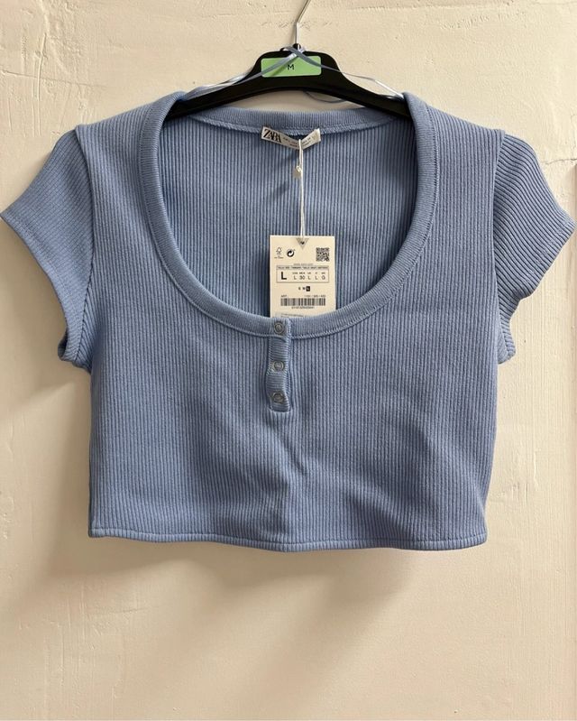 Crop top Zara azul