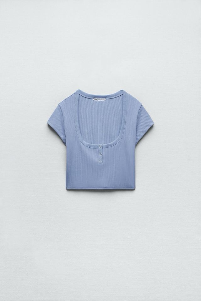 Crop top Zara azul