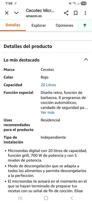 Microondas Cecotec Rojo