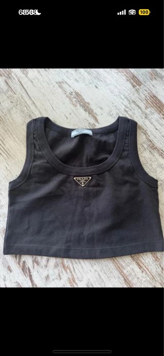 Top Prada Negro/Gris