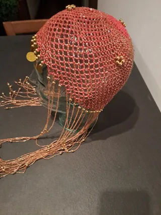 Gorro danza del vientre con flecos y monedas
