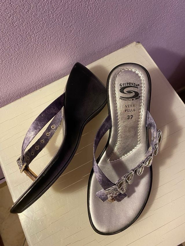 Infradito Stupenda Viola e Argento Tg 37