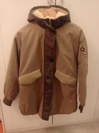 Parka niña Zara T 12/XS verde abrigada