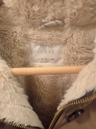 Parka niña Zara T 12/XS verde abrigada