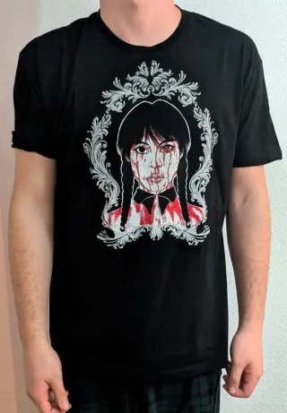 CAMISETA NEGRA - WEDNESDAY / FAMILIA ADDAMS - XL