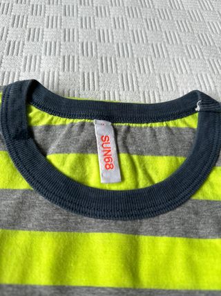 T-shirt Sun 68 righe grigie/lime Tg M