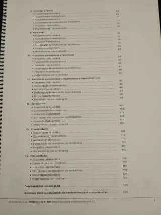 Libro de aula/profesor Matemáticas académicas 4ESO
