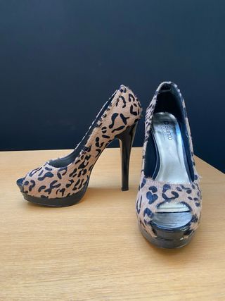 Zapatos de tacón Blanco leopardo