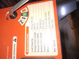 Mini Dumper Gasolina 400kg 5.5cv