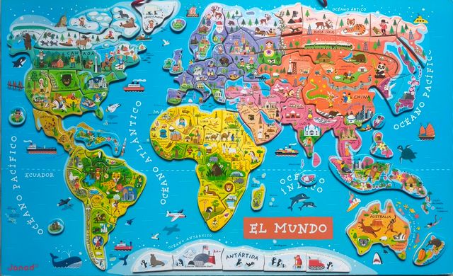 Mapa Puzzle Mundo Madera Imán Janod