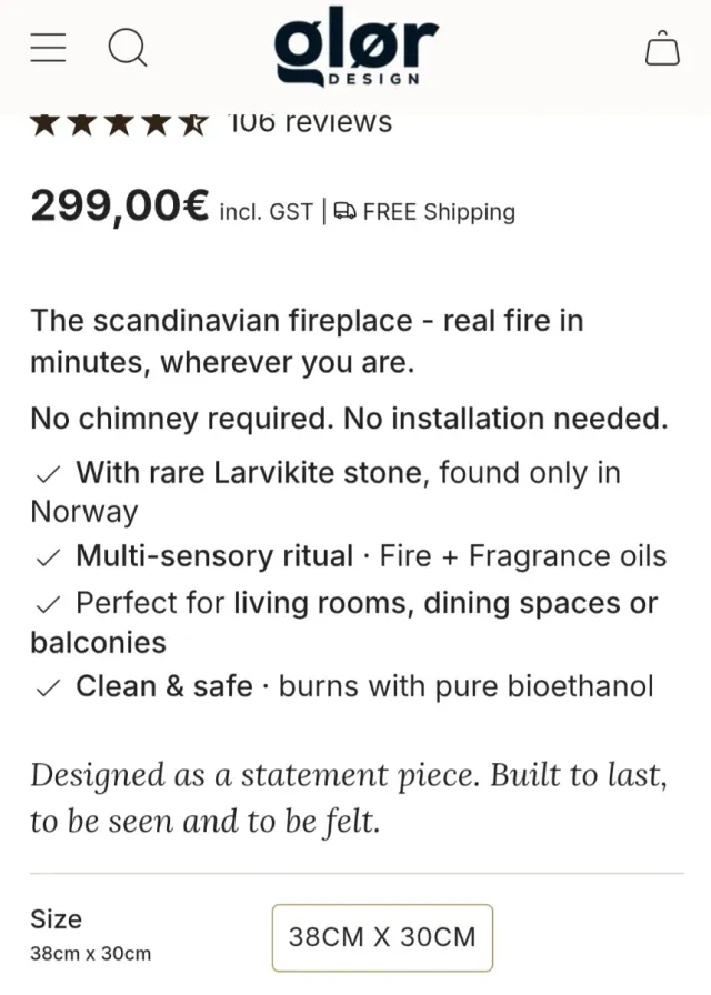 Camino bioetanolo Glor Design 