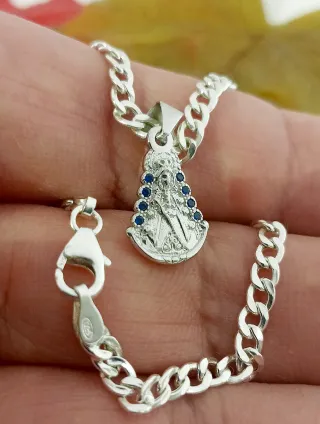 Pulsera Virgen del Rocío plata de ley.