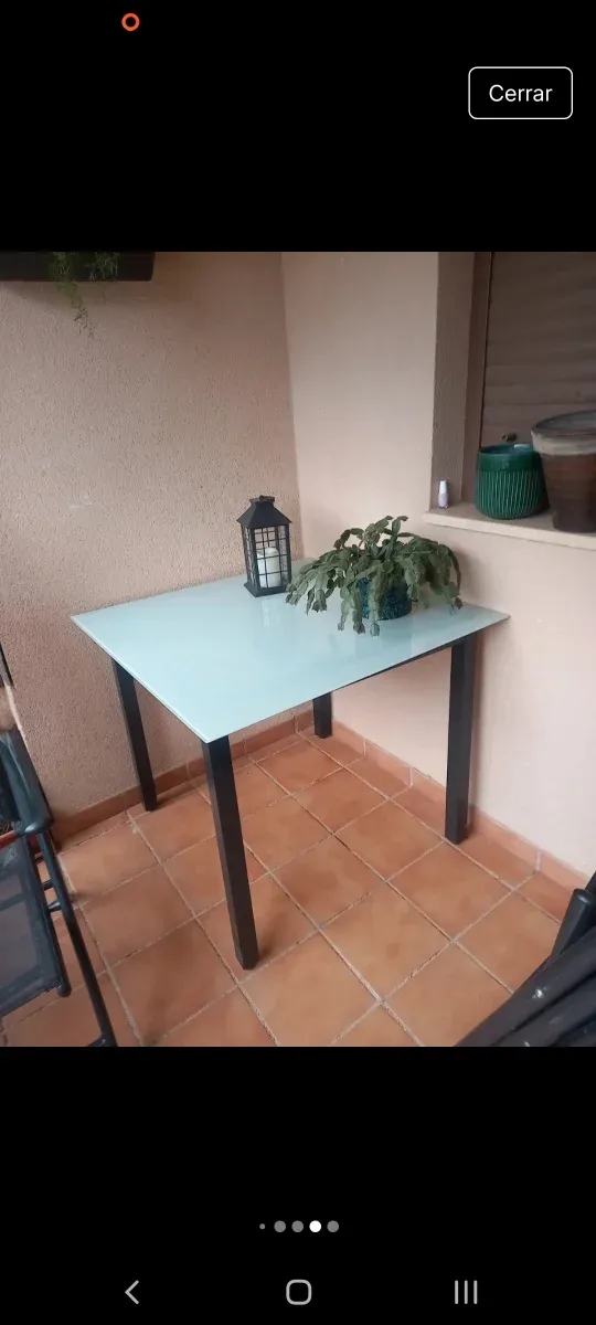 Mesa y 2 Sillas Jardín Cristal y Metal