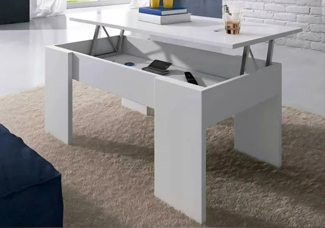 Mesa centro elevable blanca