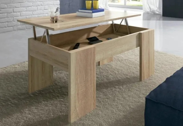 Mesa centro elevable blanca