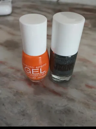 Pack de 2 Esmaltes de Uñas Gel (Naranja y Negro)