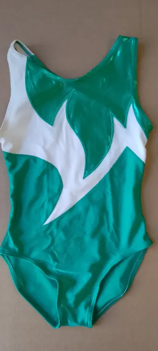 Body ginnastica artistica verde e bianco tg 36