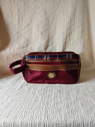 Neceser mediano granate vintage cremallera