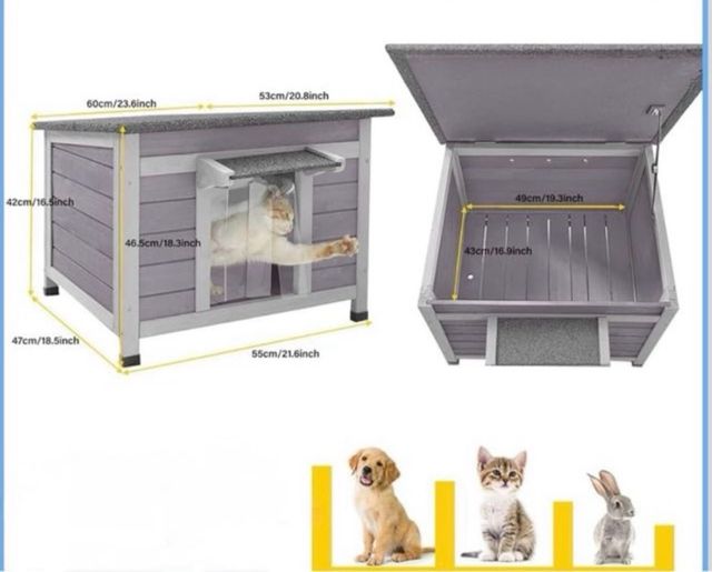 Caseta exterior para gatos/perros madera