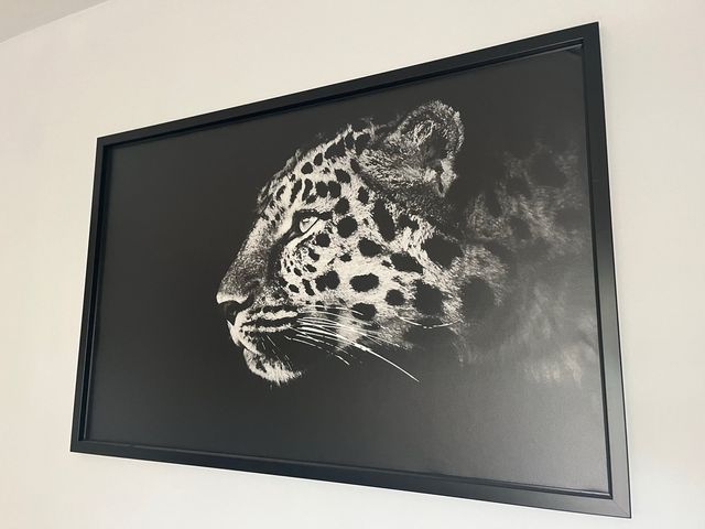 Cuadro Leopardo Blanco y Negro