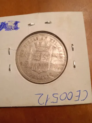 Moneda 2 Pesetas 1870 España Plata
